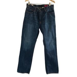 Y2K Express Mens Cotton Straight Leg Dark Wash Jeans Size 34x34